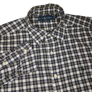 Ralph Lauren Mens Large Classic Fit Button Down Shirt Plaid Checkered